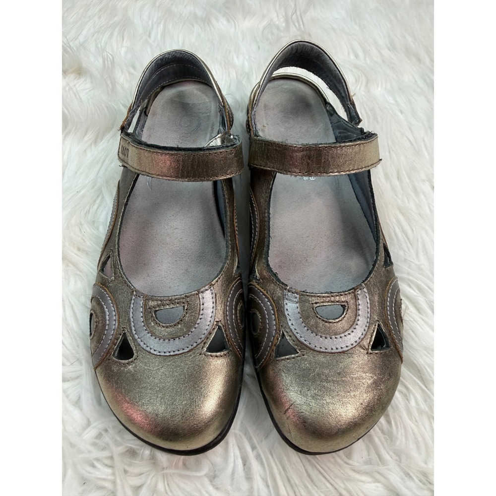 Naot Kirei Metallic Silver Bronze Leather Mary Jane Flats Shoes Women 39 L8 S167